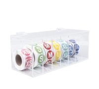 Ejoyous Distributeur d'étiquettes à 7 Fentes, Organisateur de Rouleaux d'autocollants Muraux en Acrylique Transparent avec 7 Rouleaux 'étiquettes de 1 Pouce, 9 X 3,4 X 3,4 Pouces pour le Stockage