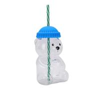 Ejoyous Gobelet en Paille d'ours, Bouteille en Verre à Haute Teneur en Borosilicate avec Paille en Silicone Réutilisable, Gobelet en Forme d'ours 3D de 20 Oz, Base Antidérapante, pour Boissons