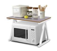 Ejoyous Grille de Four à -Ondes, étagère de Rangement de comptoir de Cuisine en Bois à 2 Couches, Support de Rangement pour Machine à épices 57 X 38 X38 cm(Blanc)