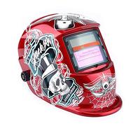 Ejoyous Masque de Soudage Automatique, Protection Soudeur DIN 9-13, pour TIG MIG MMA, Rouge Pirate, 22.5x18x28cm