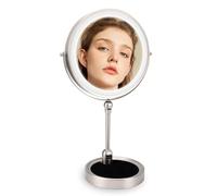 Ejoyous Miroir Cosmétique avec éclairage, Miroir de Maquillage Double Face avec Miroir Grossissant 1X/5X, Miroir de Table, Miroir de Maquillage avec Lumière, pour Salle de Bain, Chambre,