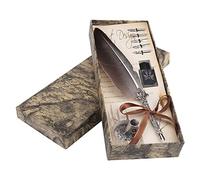 Ejoyous Plume de calligraphie - Vintage - Avec bouteille d'encre antique - Coffret avec 5 plumes - Pour enfants débutants - Noir