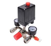 Ejoyous Pressostat de Compresseur d'air, Régulateur de Collecteur à Interrupteur Vertical en Acier Inoxydable ABS 175 PSI, Contrôle de Vanne avec Jauges, pour Petits Compresseurs d'air,