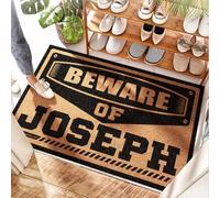 EJXN Grand paillasson imperméable pour dortoir Beware Of Joseph - Vichy | Grand paillasson imperméable pour entrée extérieure - Bain, drôle de porte (50 x 80 cm)