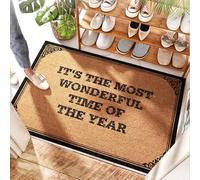 EJXN Paillasson antidérapant et lavable pour dortoir avec nœud « It's The Most Wonderful Time Of The Year » - Motif nœud - 65 x 90 cm
