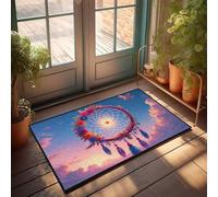 EJXN Tapis abstrait motif attrape-rêves floral au coucher du soleil | Salle de bain en coton - Séchage rapide - Imperméable - Tapis de couloir antidérapant et lavable pour salle de bain printanière et