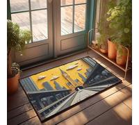 EJXN Tapis de bain tendance avec envers antidérapant | Tour d'horloge dorée à la gare - Tapis de bain décoratif en microfibre à séchage rapide (50 x 80 cm)