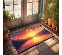 EJXN Tapis de bain touffeté d'extérieur imperméable, doux et doux pour la peau - Texture pelucheuse | Couleur unie antidérapant / Tapis de bienvenue pour porte d'entrée coucher de soleil sur un lac
