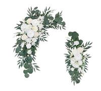 EKalgretrA Fleur Arche Mariage Ensemble de Fleurs artificielles for Arc Mariage, 2 pièces, Couronne Roses, décorations for, Signes Bienvenue(White)