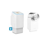 EKEY UNO 200302 Lecteur d’Empreinte Digitale avec Batterie Rechargeable, y Compris Nuki Smart Lock Pro (4e génération) Blanc, Lot de Post-équipement pour Toutes Les Portes courantes, Blanc