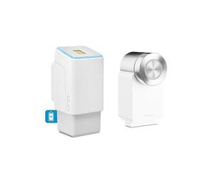 EKEY UNO 200302 Lecteur d’Empreinte Digitale avec Batterie Rechargeable, y Compris Nuki Smart Lock Pro (4e génération) Blanc, Lot de Post-équipement pour Toutes Les Portes courantes, Blanc