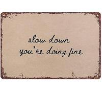 EKFBQBGW Slow Down Youre Doing Fine Inspirational Quote on Antique Style Metal Sign for Home or Waiting Room 8 X 12 in