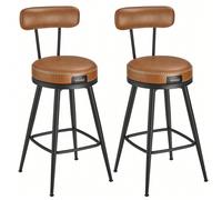 EKHO Collection - Tabouret de Bar, Lot de 2, Chaise de Cuisine, Siège Rembourré, PU avec Coutures, Style Moderne Mi-siècle, Hauteur 65 cm, pour Cuisine, Bar, Marron À propos de cet article[Le style pa
