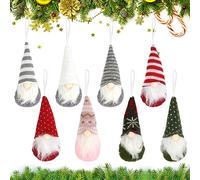 EKKONG GNOME Noel (Lot de 8), Lutin de Noël Peluche 15 x 6 cm, Suédois Père Noël Poupée Sans Visage, Décoration de Table Arbre Suspendue (A)
