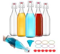 EkkoVla Lot de 6 bouteilles en verre de 946 ml avec bouchon basculant, bouteilles de brassage avec bouchon hermétique en caoutchouc pour kombucha, boissons, huile, bière, kéfir, vinaigre, vin