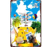 EKMCL Plaques en métal rétro « Tour du monde » - Décoration murale vintage et humoristique pour la maison, la cuisine, le bar, un club ou une cave - Style rustique - 30 x 40 cm