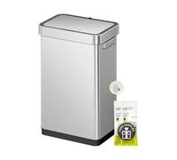 EKO Deluxe Mirage-T - Poubelle rectangulaire à capteur de Mouvement sans Contact de 50 litres/13,2 gallons, Finition en Acier Inoxydable Mat
