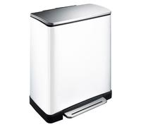 EKO - E-Cube Recycling Poubelle à pédale 28+18 litres - Stainless steel Plastic - Blanc, inox mat