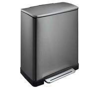 EKO - E-Cube Recycling Poubelle à pédale 28+18 litres - Stainless steel Plastic - Noir Acier
