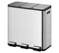 EKO - Ecocasa 1 Poubelle à pédale 15+15+15 litres - Acier inoxydable - Acier inoxydable mat