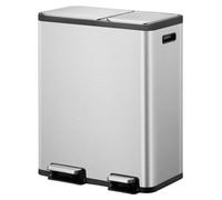 EKO - EcoCasa 1 Poubelle à pédale 30+20 litres - Acier inoxydable Polypropylène - Acier inoxydable mat
