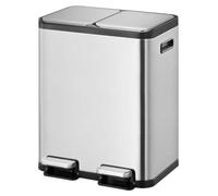 EKO - EcoCasa 1 Poubelle à pédale 30+30 litres - Acier inoxydable - Acier inoxydable mat