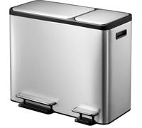 EKO - EcoCasa Recycler Poubelle à pédale 15+15+15 litres - Stainless steel Plastic - Matt Inox