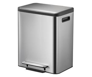 EKO - EcoCasa Recycler Poubelle à pédale 15+15 litres - Acier inoxydable Plastique - Acier inoxydable mat