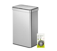 EKO Econova Poubelle à double détecteur de mouvement, 30 l + 30 l, poubelle de recyclage automatique, couvercle souple, anti-empreintes digitales, poubelle en acier inoxydable, 2
