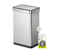EKO EcoNova Poubelle avec capteur automatique de 50 l - En acier inoxydable - Sans contact - Avec fermeture souple et couvercle ouvert - Anti-empreintes digitales