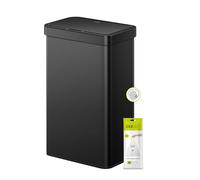 EKO Econova Poubelle de recyclage automatique avec capteur de 70 l, double compartiment, 2 x 35 l, en acier inoxydable avec couvercle à fermeture amortie, résistante aux traces de doigts, acier noir