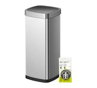 EKO EcoSmart Poubelle de cuisine grande et grande capacité de 80 L/21,1 g - Sans contact - Carré - Avec détecteur de mouvement - Acier inoxydable brossé