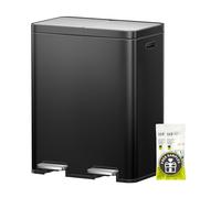 EKO Edison Poubelle à 2 compartiments, 2 x 30 litres, poubelle de cuisine avec double seau intérieur, 20 sacs poubelles, système de tri sélectif de grande capacité, couvercle à fermeture douce, sans