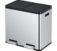 EKO - Essential 1 Recycler Poubelle à pédale 22+22 litres - Acier inoxydable Plastique - Acier inoxydable mat