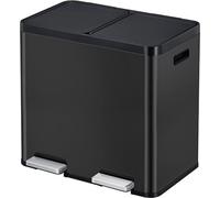 EKO - Essential 1 Recycler Poubelle à pédale 22+22 litres - Stainless Steel Plastic - Noir
