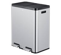 EKO - Essential 1 Recycler Poubelle à pédale 30+30 litres - Acier inoxydable Plastique - Acier inoxydable mat