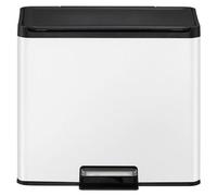 EKO - Essential 2 Recycler, poubelle à pédale 15+15 litres - Acier et polypropylène - Blanc