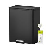 EKO Essential Poubelle de recyclage 20 L + 20 L, double compartiment, poubelle à pédale avec couvercle Softclose, parfaite pour la cuisine et la maison, noir mat