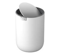EKO Fandy Mini poubelle de bureau de 2,2 l avec couvercle basculant pour salle de bain, comptoir, coiffeuse, bureau ou bureau, petite poubelle (blanc)