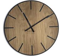 EKO grande horloge murale sans tic-tac Wood Art noir 60cm, salon, chambre, fabriqué en UE
