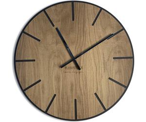 EKO grande horloge murale sans tic-tac Wood Art noir 60cm, salon, chambre, fabriqué en UE