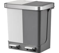EKO - Hana Duo Recycling Poubelle à pédale 10+10 litres - Stainless steel Plastic - Blanc, Gris