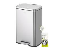 EKO Madison Poubelle à double compartiment en acier inoxydable brossé 25 L + 20 L avec doublure intérieure, poubelle de recyclage, couvercle à fermeture douce, finition résistante aux traces de doigts