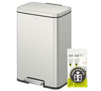 EKO Madison Poubelle à pédale en acier inoxydable gris mat avec doublure intérieure - Finition résistante aux traces de doigts 50 l