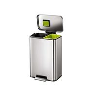EKO Poubelle Cuisine Double Tri 2 Compartiments 25L + 20L Madison | Double Bac avec Pédale Robuste | Fermeture Silencieuse | Support Sac