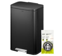 EKO Poubelle de cuisine en acier inoxydable, noir, 50 l mat