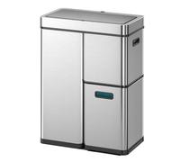 EKO Mirage Plus Système de tri sélectif à 3 compartiments, 2 x 15 l et 30 l, poubelle de recyclage avec capteur, 3 seaux intérieurs en plastique, poubelle automatique avec couvercle, grande poubelle