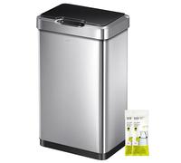 EKO Poubelle Cuisine Automatique 50L Mirage-T | Bac Rectangulaire avec Capteur Mains Libres | Acier Inox Brossé Anti-Traces | Cuisine Moderne