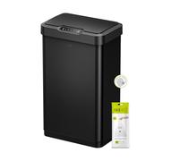 EKO Mirage-T Poubelle rectangulaire sans contact avec détecteur de mouvement, finition en acier inoxydable brossé (noir mat) 50 l