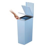 EKO - Poubelle de Cuisine Morandi - 30 L - Ouverture Tactile avec Couvercle - Bord Intérieur Amovible et Système Modulaire pour Recyclage - Bleu Titane